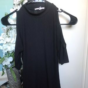 black cut out shoulder dress